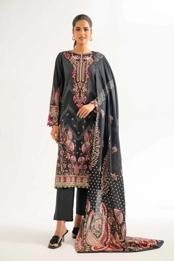 Lifestyle view of a custom-tailored Nisha By Nishat Embroidered Lawn 3pc suit