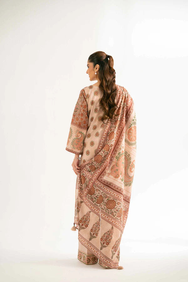 Lifestyle view of a custom-tailored Nisha By Nishat Embroidered Lawn 3pc suit
