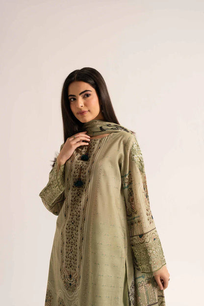 Close-up of the intricate threadwork on the Nisha By Nishat Embroidered Lawn 3pc suit.