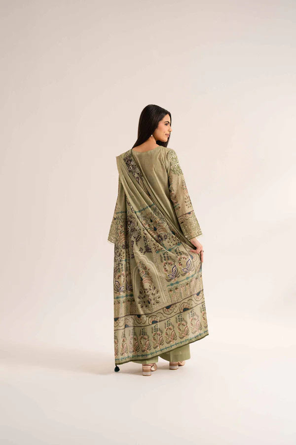 Lifestyle view of a custom-tailored Nisha By Nishat Embroidered Lawn 3pc suit