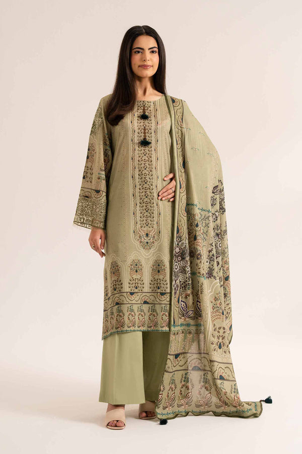 Lifestyle view of a custom-tailored Nisha By Nishat Embroidered Lawn 3pc suit