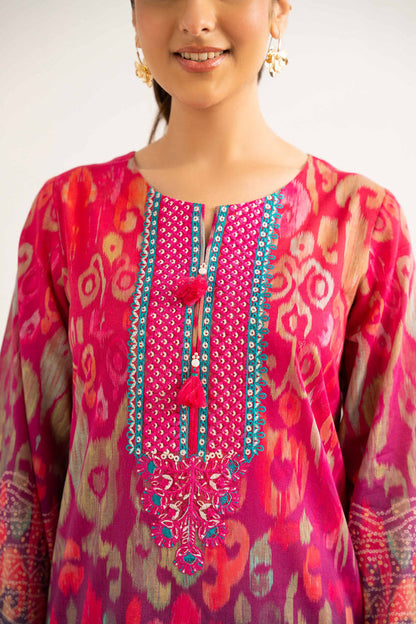 Close-up of the intricate threadwork on the Nisha By Nishat Embroidered Lawn 3pc suit.