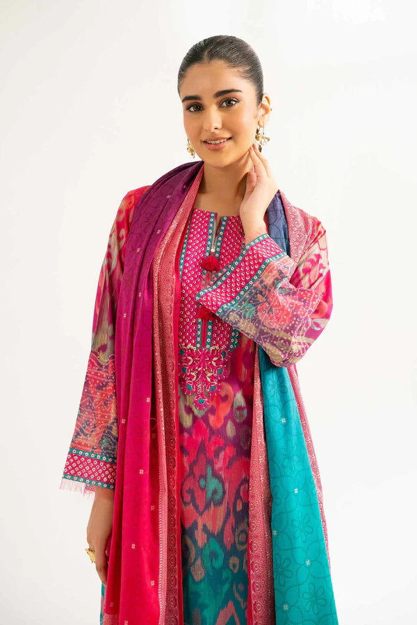 Close-up of the intricate threadwork on the Nisha By Nishat Embroidered Lawn 3pc suit.