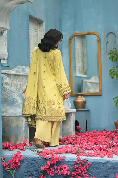 Lemon Yellow | Regalia 3pc Unstitched Jacquard Viscose