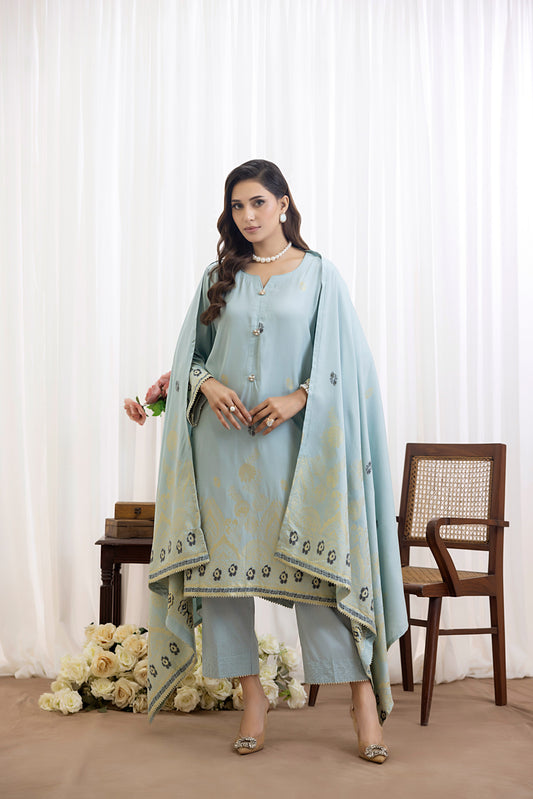 Sea Green | Regalia 3pc Unstitched Jacquard Viscose
