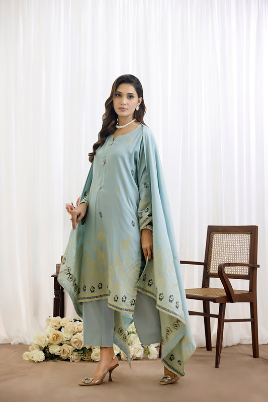 Sea Green | Regalia 3pc Unstitched Jacquard Viscose
