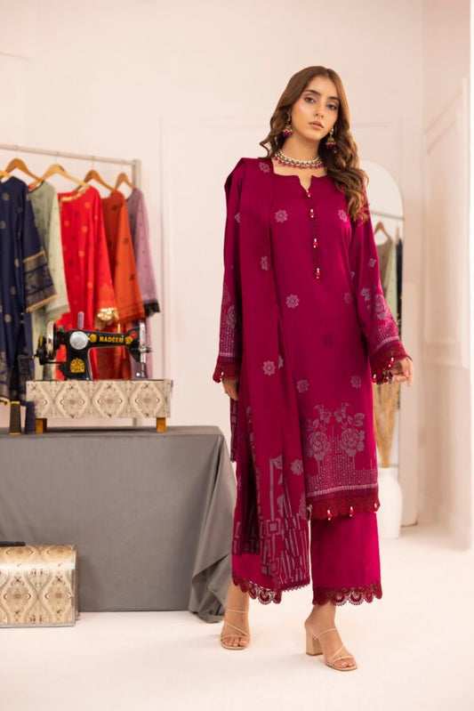 Shocking Pink | Regalia 3pc Unstitched Jacquard Viscose