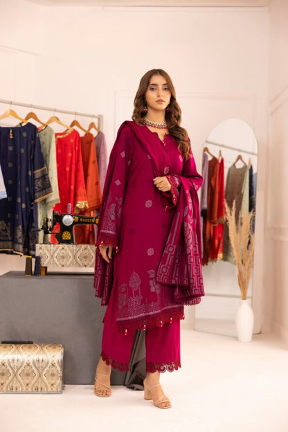 Shocking Pink | Regalia 3pc Unstitched Jacquard Viscose