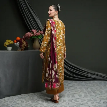 Salina 3pc Unstitched Linen | Mustard