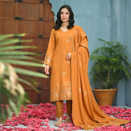 Mustard | Regalia 3pc Unstitched Jacquard Viscose