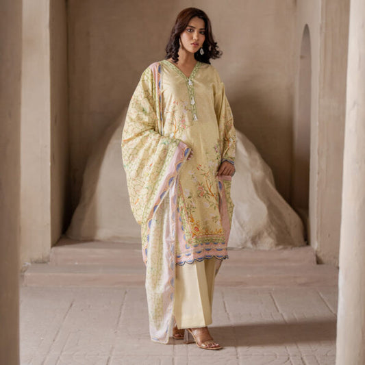 Light Yellow | Salina 3pc Unstitched Lawn Collection