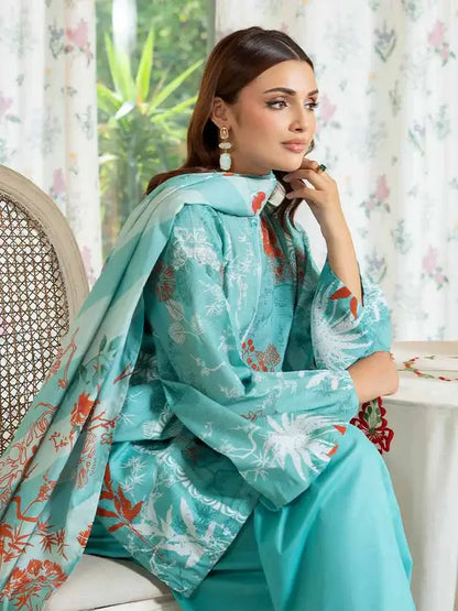 Pearl And Petals by Binaas 3pc Unstitched Bana Dora Lawn Collection – Sky Blue