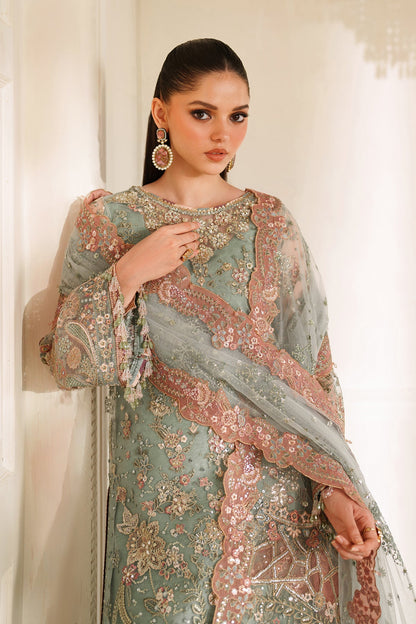 Baroque Net Embroidered - Dusty Sage Green 3-Pc | Replica