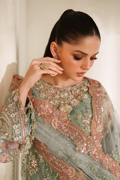 Baroque Net Embroidered - Dusty Sage Green 3-Pc | Replica