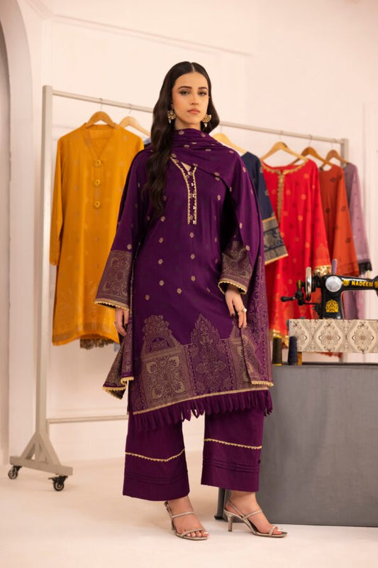 Dark Purple | Regalia 3pc Unstitched Jacquard Viscose