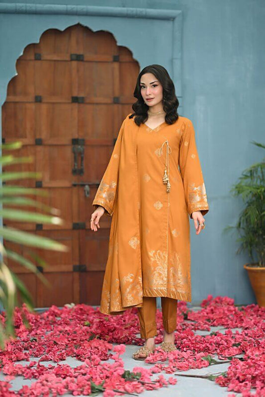 Mustard | Regalia 3pc Unstitched Jacquard Viscose