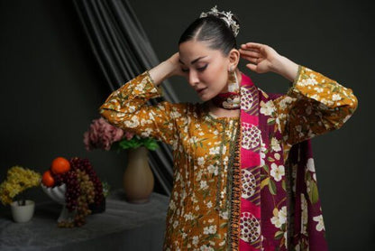 Salina 3pc Unstitched Linen | Mustard