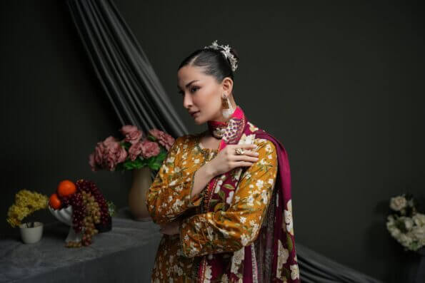 Salina 3pc Unstitched Linen | Mustard