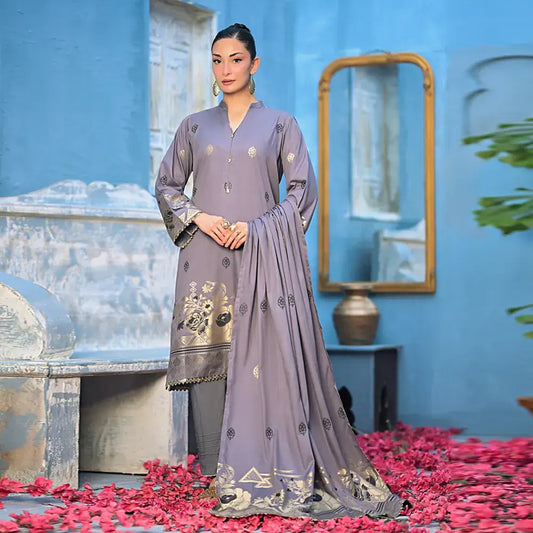 Gray | Regalia 3pc Unstitched Jacquard Viscose