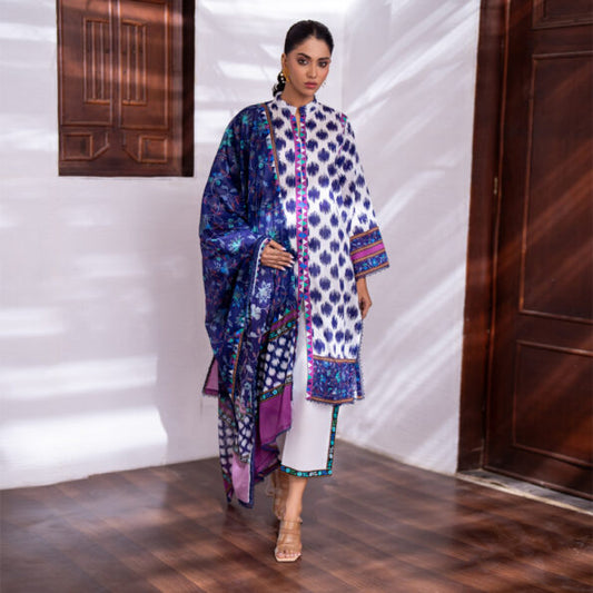 White | Salina 3pc Unstitched Lawn Collection