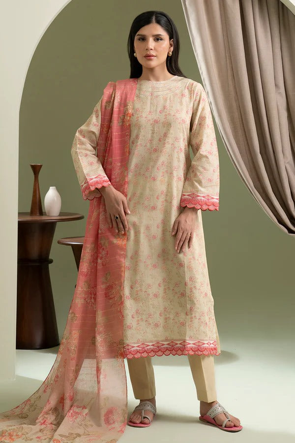 Off White Zellbury 3pc Unstitched Lawn Suit – Stylish Pakistani Lawn Outfit 2025