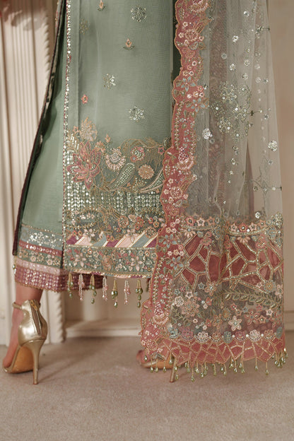 Baroque Net Embroidered - Dusty Sage Green 3-Pc | Replica