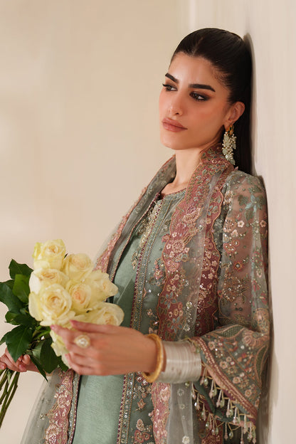 Baroque Net Embroidered - Dusty Sage Green 3-Pc | Replica