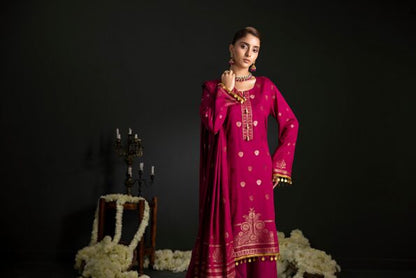 Shocking Pink | Regalia 3pc Unstitched Jacquard Viscose