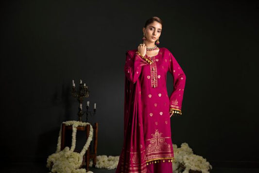 Shocking Pink | Regalia 3pc Unstitched Jacquard Viscose