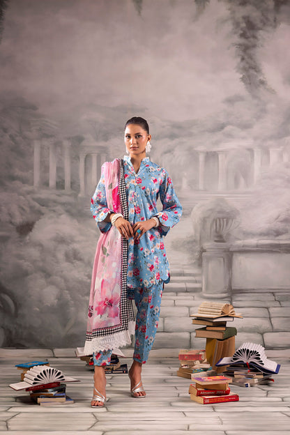 Sky Blue Salina Separates Lawn Collection worn by model showcasing an airy, cool summer vibe.