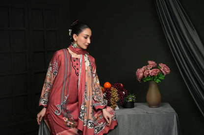 Salina 3pc Unstitched Linen | Dark Tea Pink