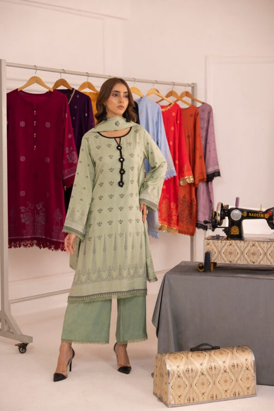 Pista Green | Regalia 3pc Unstitched Jacquard Viscose