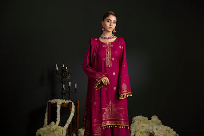 Shocking Pink | Regalia 3pc Unstitched Jacquard Viscose