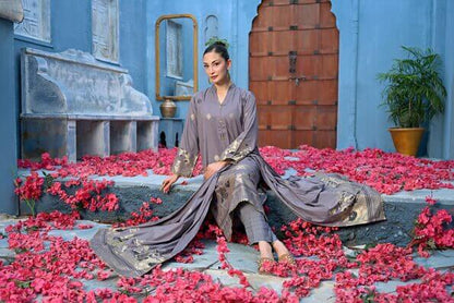 Gray | Regalia 3pc Unstitched Jacquard Viscose