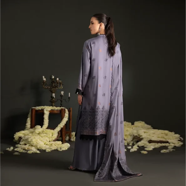 Deep Greyish Purple | Regalia 3pc Unstitched Jacquard Viscose