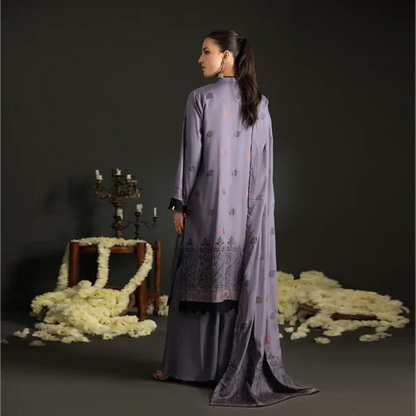Deep Greyish Purple | Regalia 3pc Unstitched Jacquard Viscose