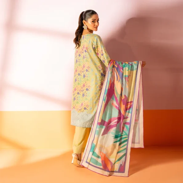 Salina 3pc Unstitched Mid Summer Cotton | Light Yellow