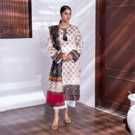White | Salina 3pc Unstitched Lawn Collection