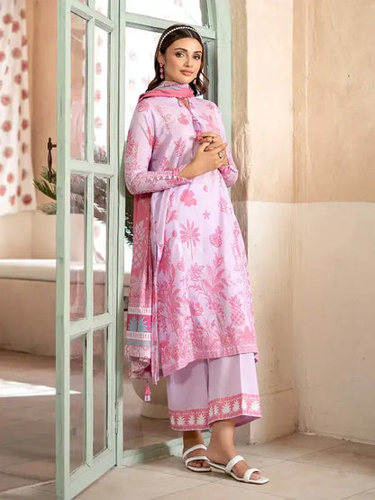 Pearl And Petals by Binaas 3pc Unstitched Bana Dora Lawn Collection – Deep Rose Pink