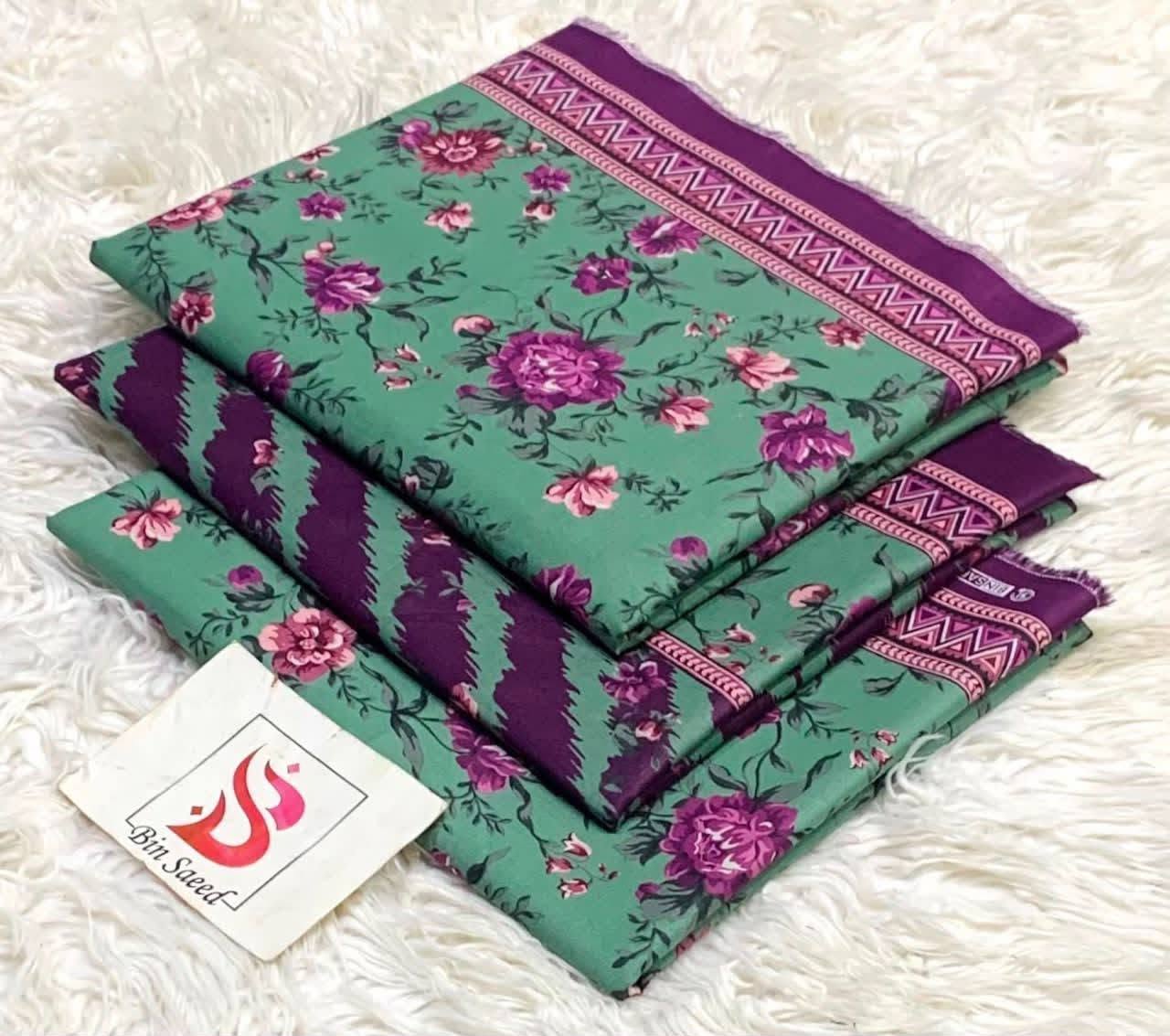Saga Green - Bin Saeed 3pc Unstitched Lawn Suit