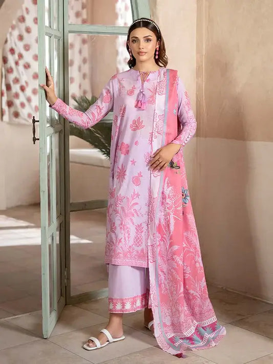 Pearl And Petals by Binaas 3pc Unstitched Bana Dora Lawn Collection – Deep Rose Pink