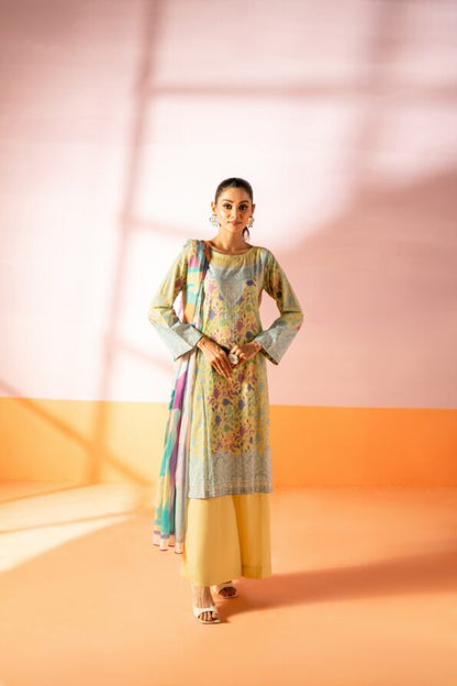Salina 3pc Unstitched Mid Summer Cotton | Light Yellow