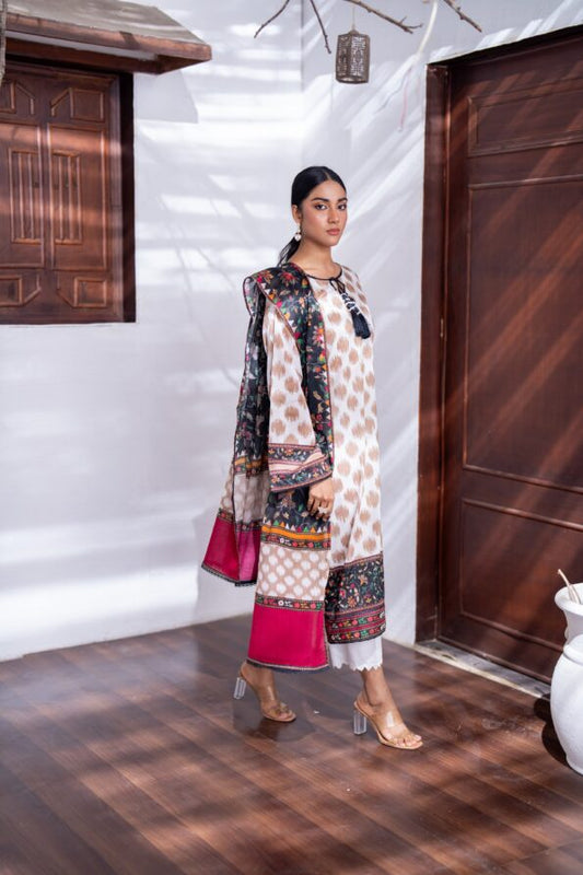 White | Salina 3pc Unstitched Lawn Collection
