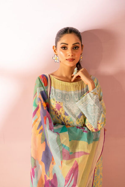 Salina 3pc Unstitched Mid Summer Cotton | Light Yellow