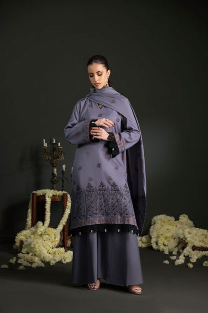 Deep Greyish Purple | Regalia 3pc Unstitched Jacquard Viscose