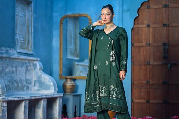 Bottle Green | Regalia 3pc Unstitched Jacquard Viscose