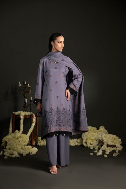 Deep Greyish Purple | Regalia 3pc Unstitched Jacquard Viscose