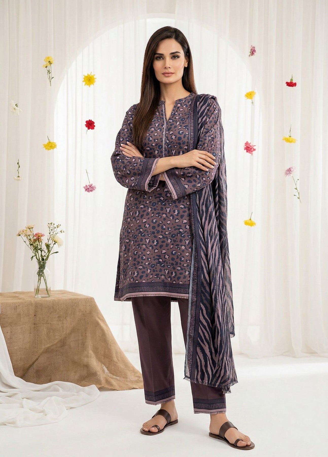 Salina Separates Lawn Collection | Brown