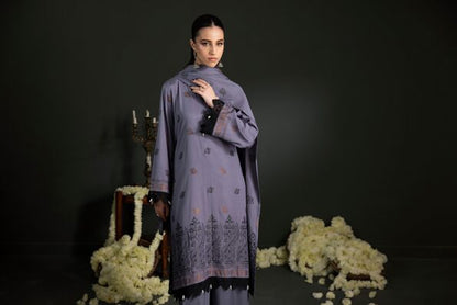 Deep Greyish Purple | Regalia 3pc Unstitched Jacquard Viscose