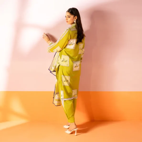 Salina 3pc Unstitched Mid Summer Cotton | Lime Green